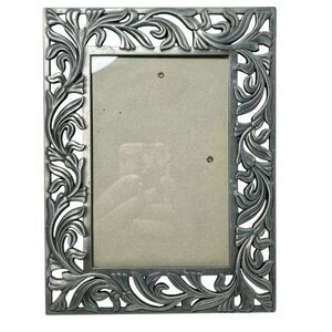 Vintage Metal Pewter Picture Photo Frame 4 X 6" Filigree Paisley Scroll Leaves